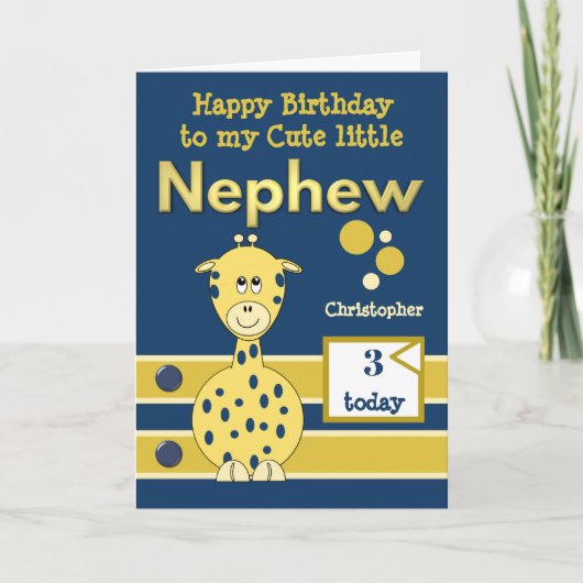Carte Joyeux Anniversaire mignon Nephew or de marine de  (Devant)
