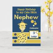 Carte Joyeux Anniversaire mignon Nephew or de marine de  (Fleur jaune)