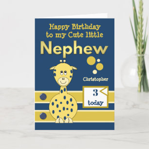 Carte Joyeux Anniversaire mignon Nephew or de marine de 
