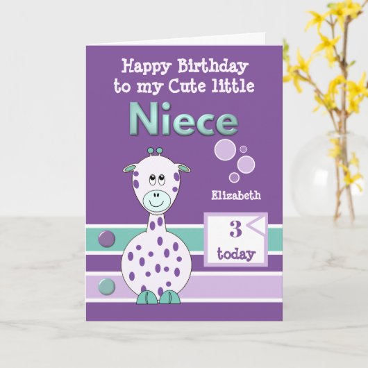 Carte Joyeux Anniversaire mignon nièce n'importe quel âg (Fleur jaune)