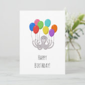Carte Joyeux Anniversaire Mignonne Cartoon Octopus Ballo (Debout devant)