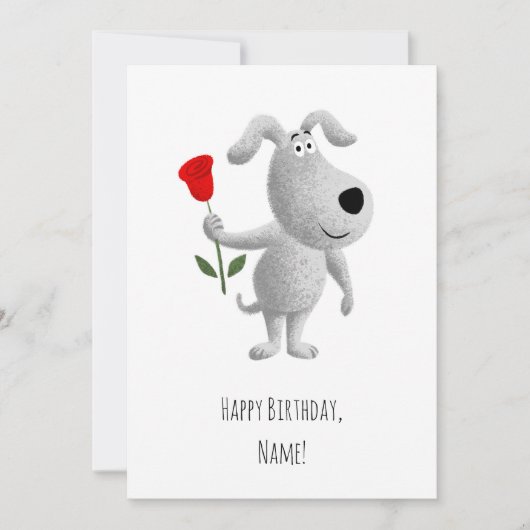 Carte Joyeux Anniversaire mignonne Chien Chien Chien Rou (Devant)