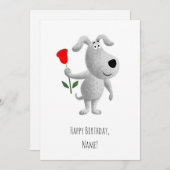 Carte Joyeux Anniversaire mignonne Chien Chien Chien Rou (Devant / Derrière)