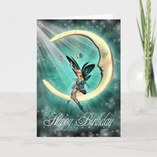Carte Joyeux anniversaire mignonne Février Lune Fée