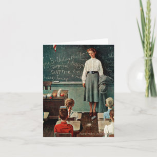 Carte Joyeux anniversaire, Miss Jones par Norman Rockwel