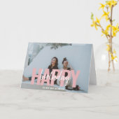 Carte Joyeux Anniversaire Moderne Gras Brush Script Phot (Fleur jaune)