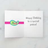 Carte Joyeux anniversaire moderne rose fuchsia noir de (Intérieur)