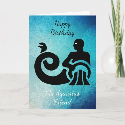 Carte Joyeux anniversaire mon ami Aquarius, signe zodiaq (Devant)