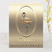 Carte Joyeux Anniversaire Monogramme de Flamant Rose (Fleur jaune)
