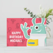 Carte Joyeux anniversaire | Monstre d'horreur mignon (Debout devant)