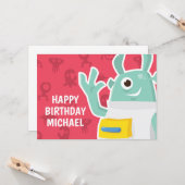 Carte Joyeux anniversaire | Monstre d'horreur mignon (Devant/Arrière en situation)