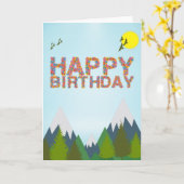 Carte Joyeux anniversaire - Montagnes (Fleur jaune)