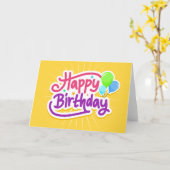 Carte Joyeux Anniversaire Mot Cloud (Fleur jaune)