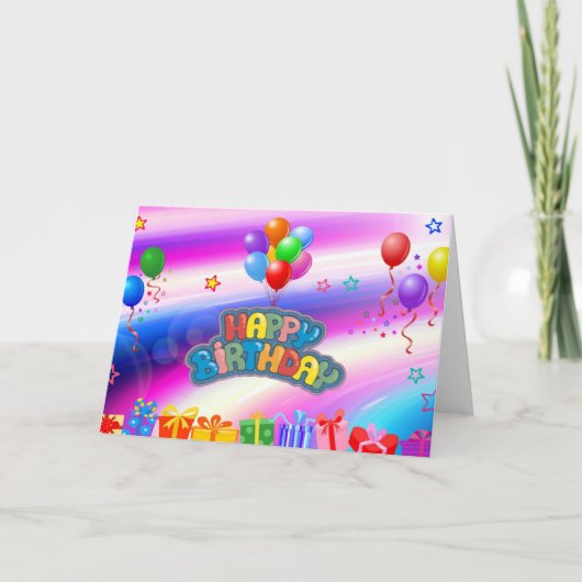 Carte Joyeux Anniversaire Mot Cloud (Devant)