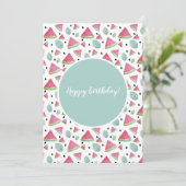 Carte Joyeux Anniversaire Motif Pastèque Aquarelle (Debout devant)