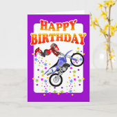 Carte Joyeux anniversaire, motocross rider (Fleur jaune)