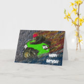 CARTE JOYEUX ANNIVERSAIRE MOTOCYCLETTE MOTO (Fleur jaune)