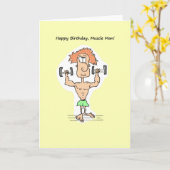 Carte Joyeux Anniversaire, Muscle Man Card. (Fleur jaune)