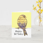 Carte Joyeux Anniversaire Musicien Fun Music Note Bird (Fleur jaune)