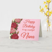 Carte Joyeux anniversaire Nana Roses rouges et roses (Fleur jaune)