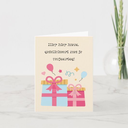 Carte Joyeux anniversaire néerlandais (Devant)