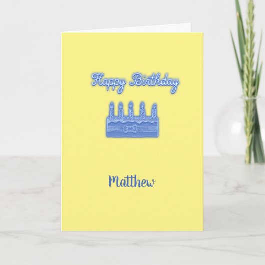 Carte Joyeux Anniversaire Neon Blue Texte avec Cake Cust (Devant)