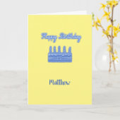 Carte Joyeux Anniversaire Neon Blue Texte avec Cake Cust (Fleur jaune)