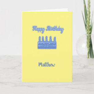 Carte Joyeux Anniversaire Neon Blue Texte avec Cake Cust