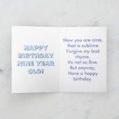 Carte Joyeux Anniversaire Neuf Ans, Dragon Amical (Intérieur)