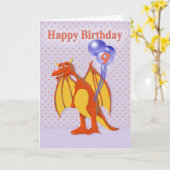 Carte Joyeux Anniversaire Neuf Ans, Dragon Amical (Fleur jaune)