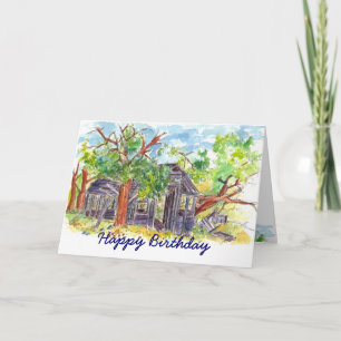 Carte Joyeux anniversaire Nevada Desert Landscape House