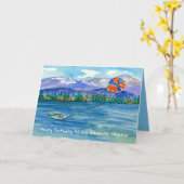 Carte Joyeux Anniversaire Neveu Parasailing Lac de Monta (Fleur jaune)