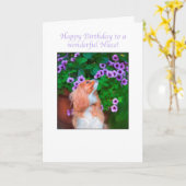 Carte Joyeux Anniversaire Nièce Cavalier King Charles To (Fleur jaune)