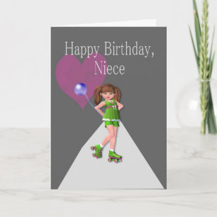 Carte Joyeux Anniversaire nièce, Rollerskates