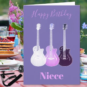 Carte Joyeux Anniversaire nièce rose guitares