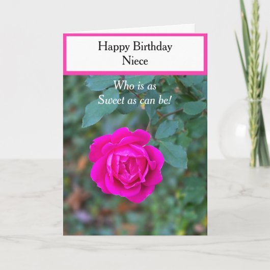 Carte Joyeux Anniversaire nièce rose rose brillant Cupca (Devant)