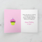 Carte Joyeux Anniversaire nièce rose rose brillant Cupca (Intérieur)