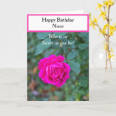 Carte Joyeux Anniversaire nièce rose rose brillant Cupca (Fleur jaune)