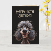 Carte Joyeux anniversaire No Stress Poodle Dog 40e (Fleur jaune)