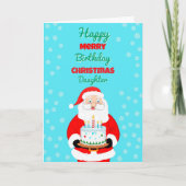 Carte Joyeux Anniversaire Noël Santa Fille (Devant)