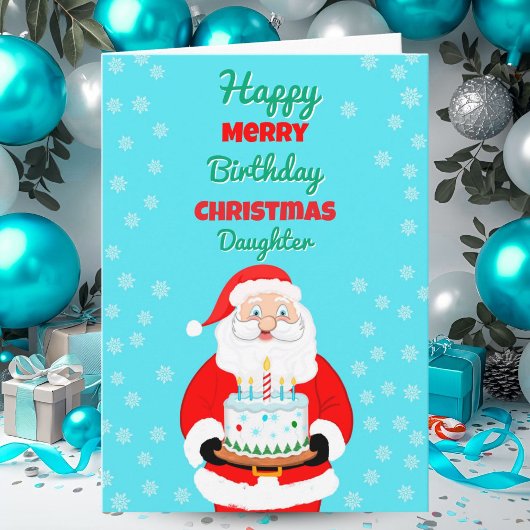 Carte Joyeux Anniversaire Noël Santa Fille