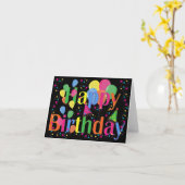 Carte Joyeux anniversaire noir avec Confetti (Fleur jaune)