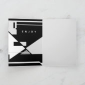 Carte Joyeux anniversaire noir blanc gris rétro MCM look (Intérieur)