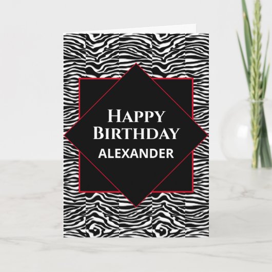 Carte Joyeux anniversaire Noir Blanc Moderne Personnalis (Devant)