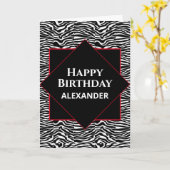 Carte Joyeux anniversaire Noir Blanc Moderne Personnalis (Fleur jaune)