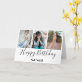 Carte Joyeux anniversaire noir et blanc 3 photo Collage (Fleur jaune)