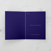 Carte Joyeux Anniversaire Nom de Script Bleu Or (Intérieur)