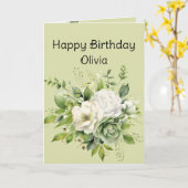 Carte Joyeux Anniversaire Nom personnalisé Belles fleurs (Fleur jaune)