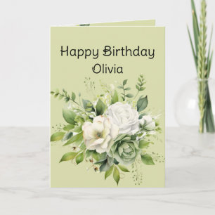 Carte Joyeux Anniversaire Nom personnalisé Belles fleurs
