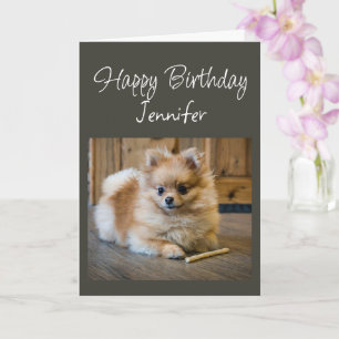 Carte Joyeux Anniversaire Nom Personnalisé Chien Pomeran